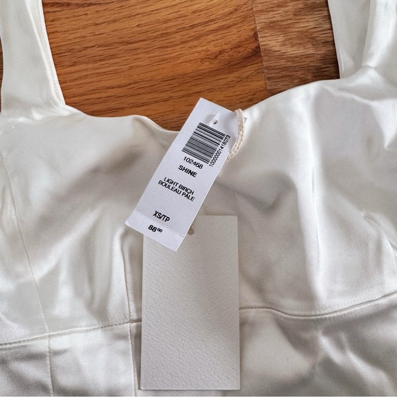 NWT Aritzia Wilfred Free Satin Shine Bustier Top in Ivory/Light Birch - Picture 3 of 8